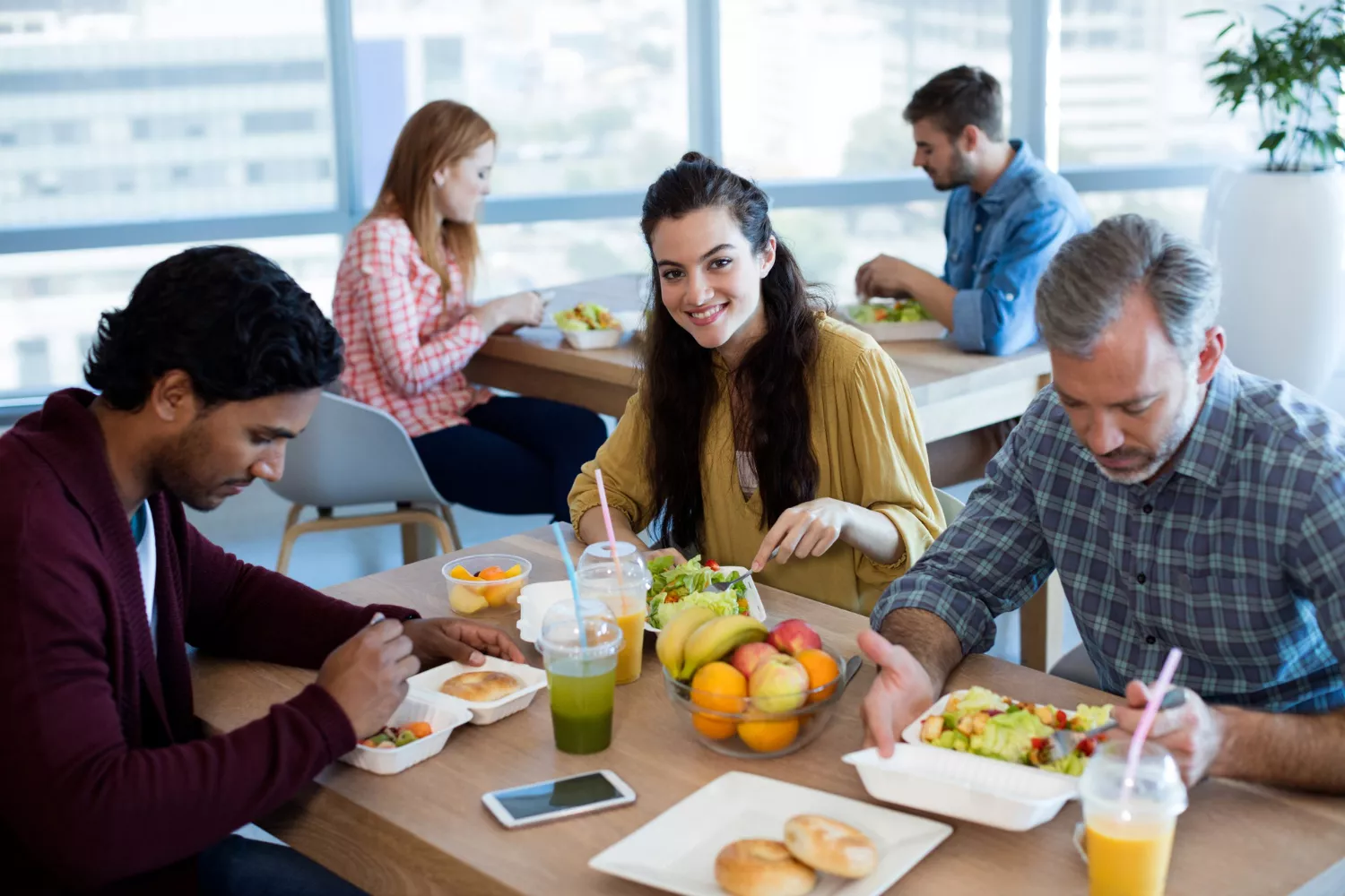 Corporate office cafeteria food service counter